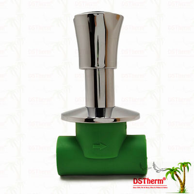 PN25 PPR Запорный клапан 20-40 мм, хромированный, с противоскользящей ручкой