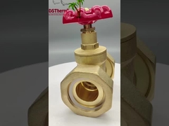 Бронзовый Union Gate Valve с красной литой железной ручкой высокого потока 1/2