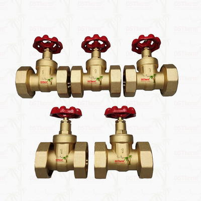 Бронзовый Union Gate Valve с красной литой железной ручкой высокого потока 1/2 "-4"