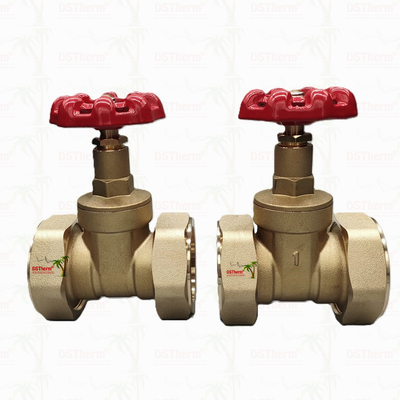 Бронзовый Union Gate Valve с красной литой железной ручкой высокого потока 1/2 "-4"