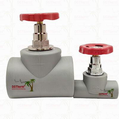 Серый кран из ППР с хромированным покрытием и латунным картриджем Global Valve 20-110 мм